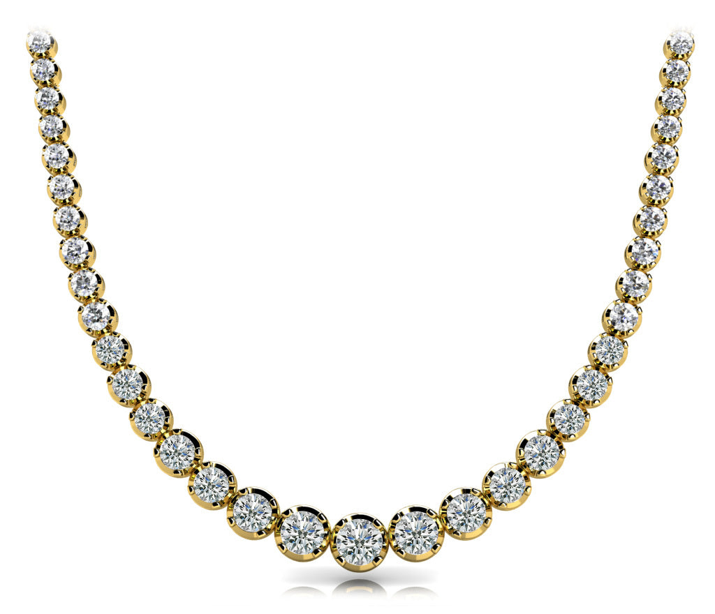 14K Yellow Gold Round Diamond Fashion Necklace