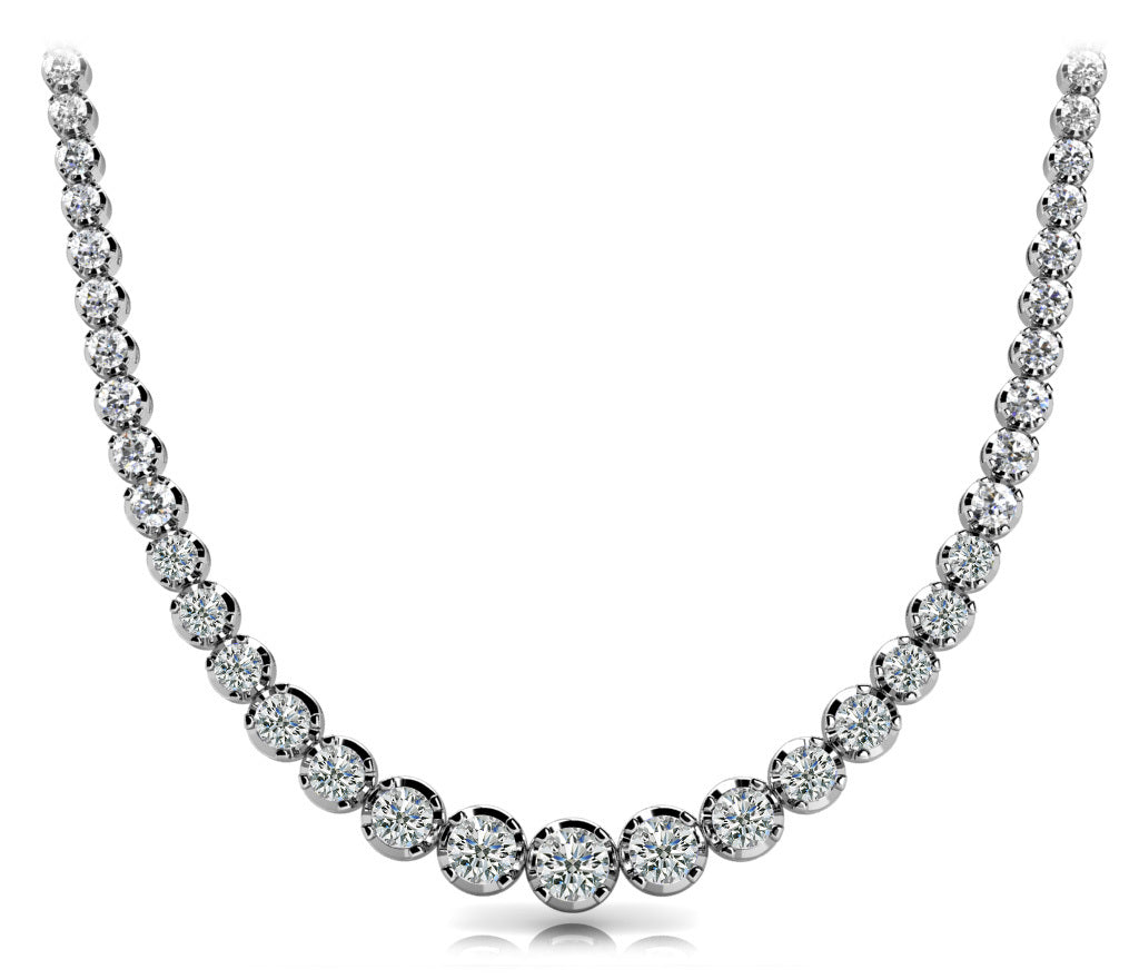 Round Diamond Graduating Pendant Necklace