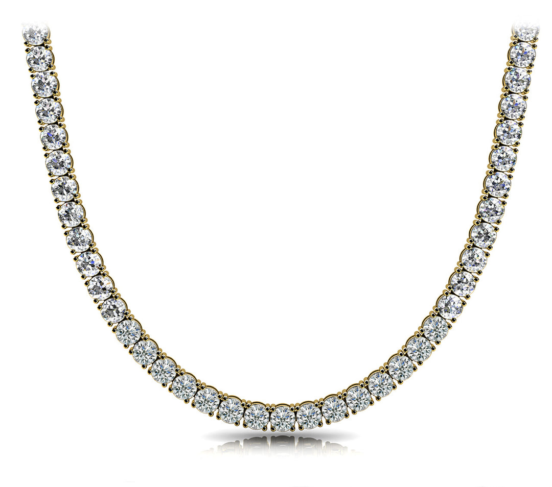 14K Yellow Gold 25+ ct Diamond Riviera Necklace