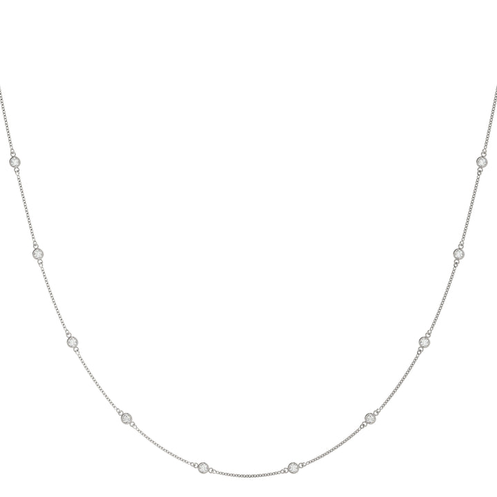 14K Gold 10 Diamond Station Necklace