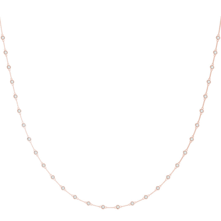 14K Rose Gold Round Diamond Fashion Necklace