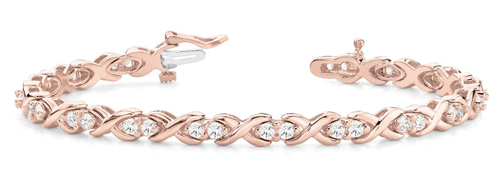 14K Rose Gold Diamond XO Line Bracelet