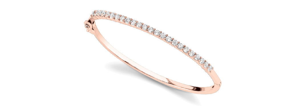 14K Rose Gold Diamond Bangle Bracelet