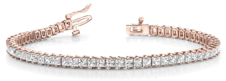 14K Rose Gold Square Diamond Tennis Bracelet