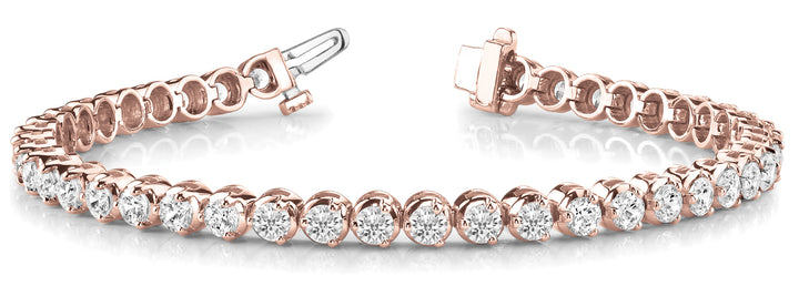 14K Rose Gold 3.3ctw Round Diamond In-Line Bracelet