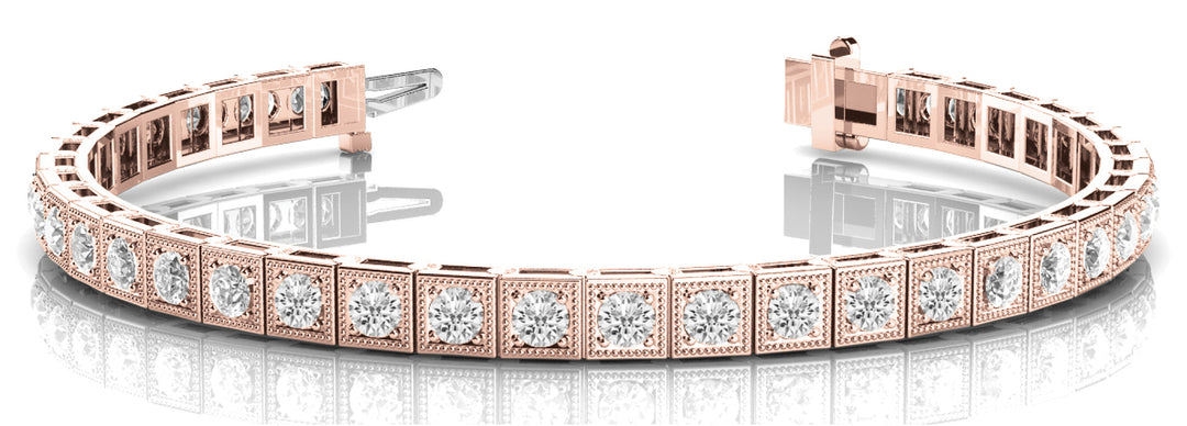 14K Rose Gold Diamond Vintage Bracelet