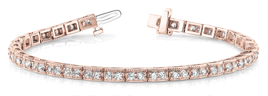14K Rose Gold Vintage Diamond Tennis Bracelet