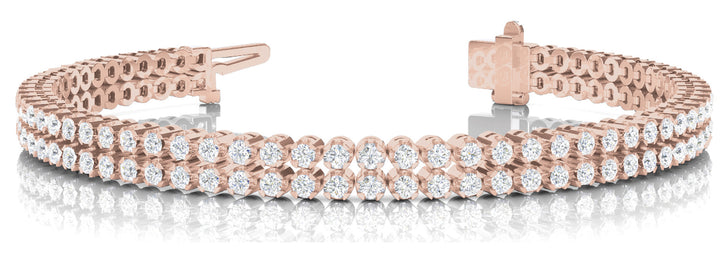14K Rose Gold Multi-Row Diamond Tennis Bracelet