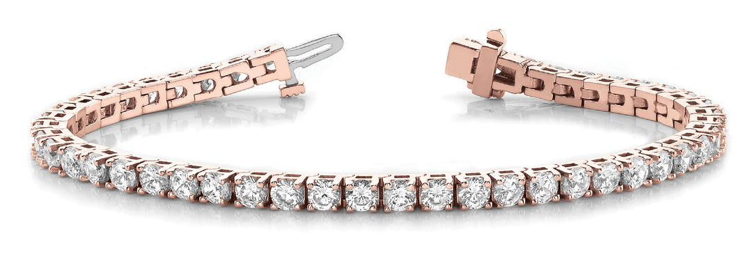 14K Rose Gold Round Diamond Bracelet