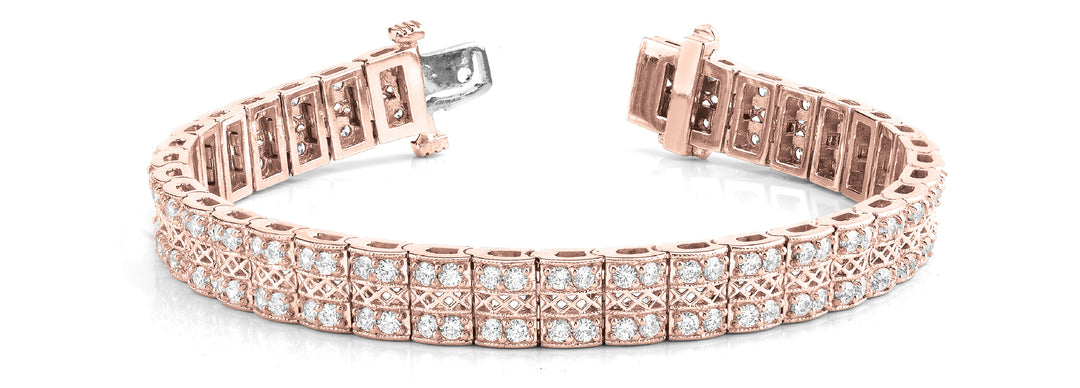14K Rose Gold 3ctw Multi-Row Diamond Bracelet