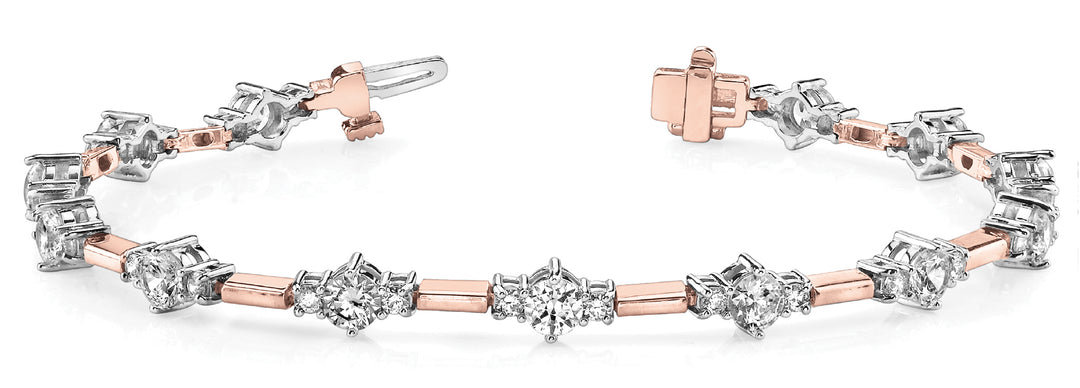 14K Rose Gold Round Diamond Fashion Bracelet