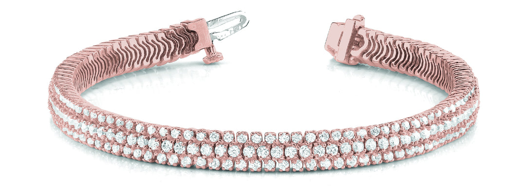 14K Rose Gold Multi-Row Diamond Bracelet
