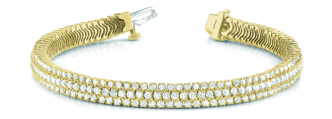 14K Yellow Gold Multi-Row Diamond Fashion Bracelet