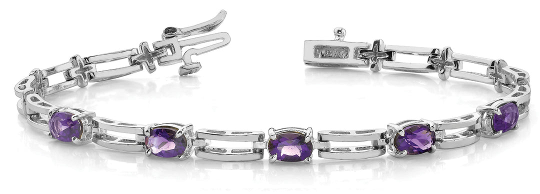 Multi Diamond Oval Gemstone Bracelet