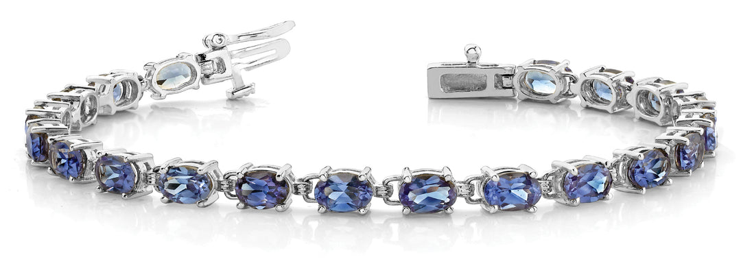 Multi-Diamond Oval Gemstone Fashion Bracelet