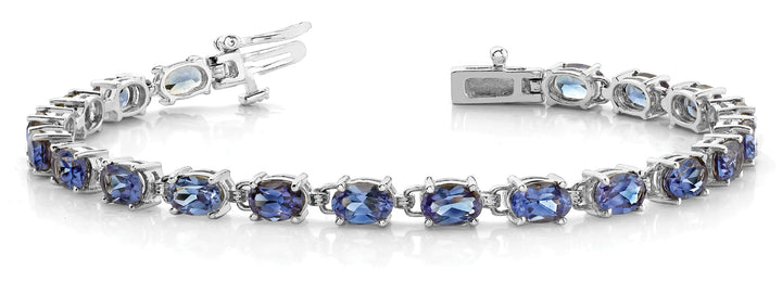 Multi-Diamond Oval Gemstone Fashion Bracelet