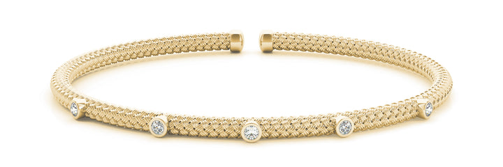 14K Yellow Gold Diamond Stackable Bangle