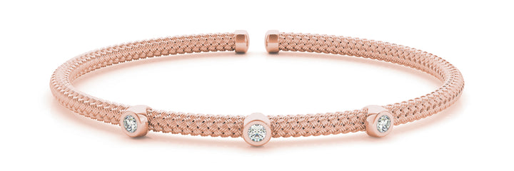 14K Rose Gold Diamond Italian Bangle Bracelet