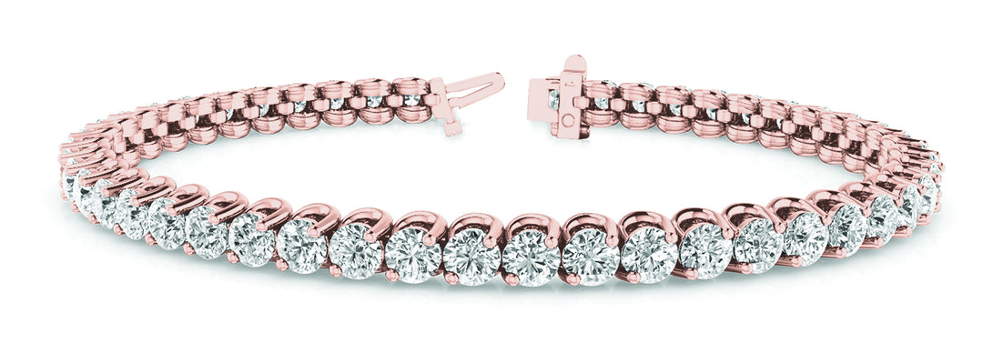 14K Rose Gold Round Diamond In-Line Bracelet