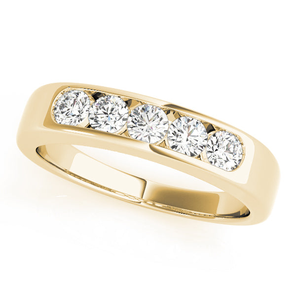 18K Yellow Gold 5-Stone Diamond Wedding Ring