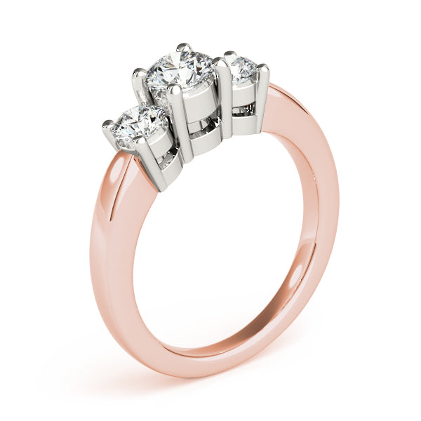 Rose Gold 2 ct Diamond Three-Stone Engagement Ring