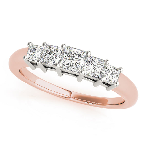 18K Rose Gold Square Diamond Wedding Ring