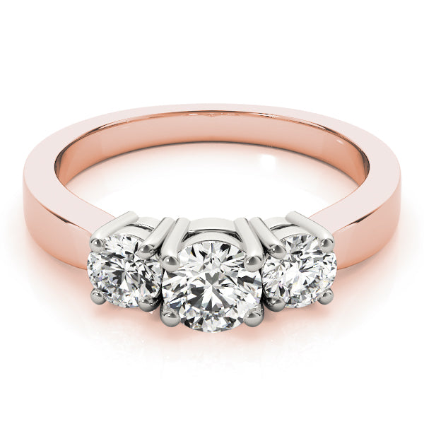 18K Rose Gold 1ct Round Diamond Three-Stone Ring