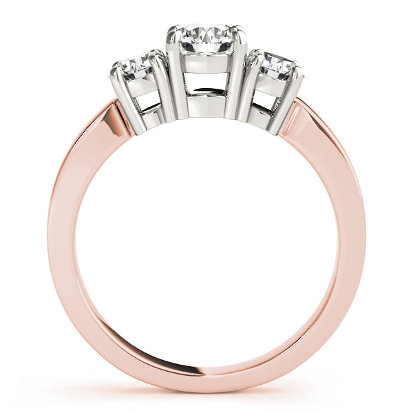 18K Rose Gold 1ct Round Diamond Three-Stone Ring