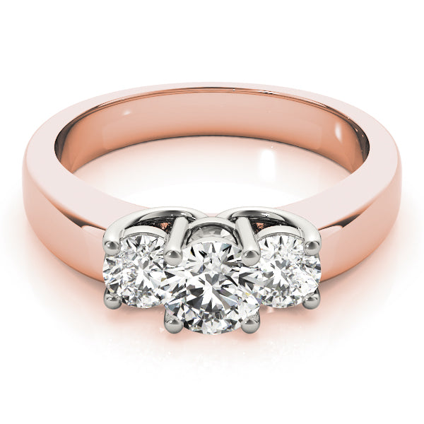 18K Rose Gold 1 ct Diamond Three-Stone Engagement Ring