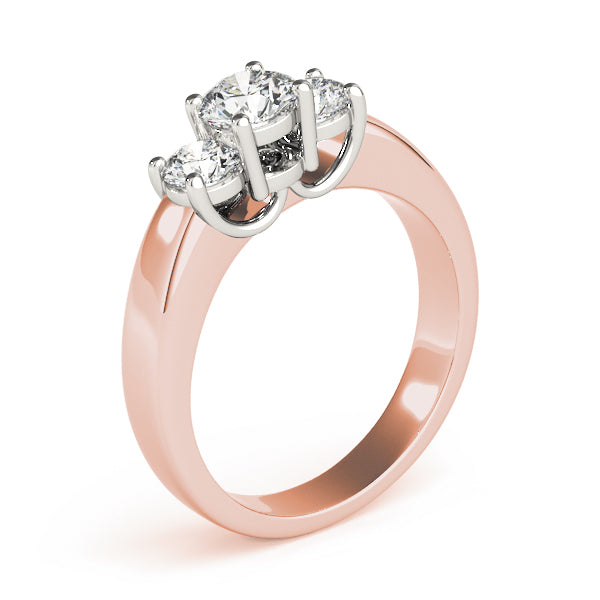 18K Rose Gold 1 ct Diamond Three-Stone Engagement Ring