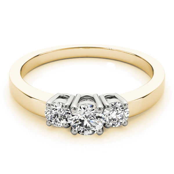 18K Yellow Gold 1/2 CT Diamond Three-Stone Engagement Ring