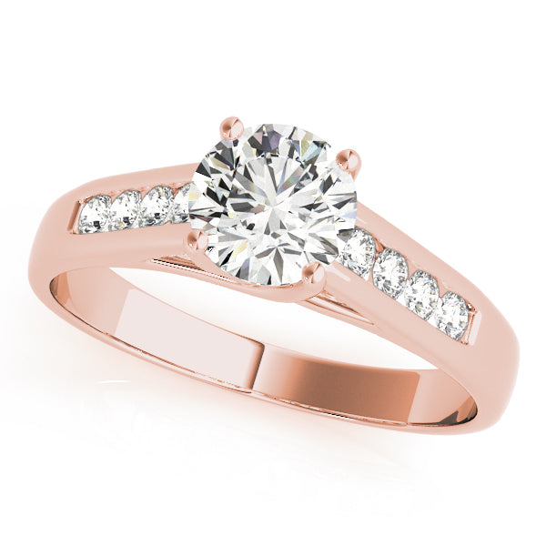 18K Rose Gold Round Diamond Trellis Ring