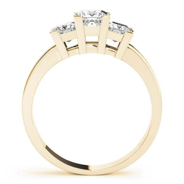 14K Yellow Gold Square Diamond Three-Stone Ring
