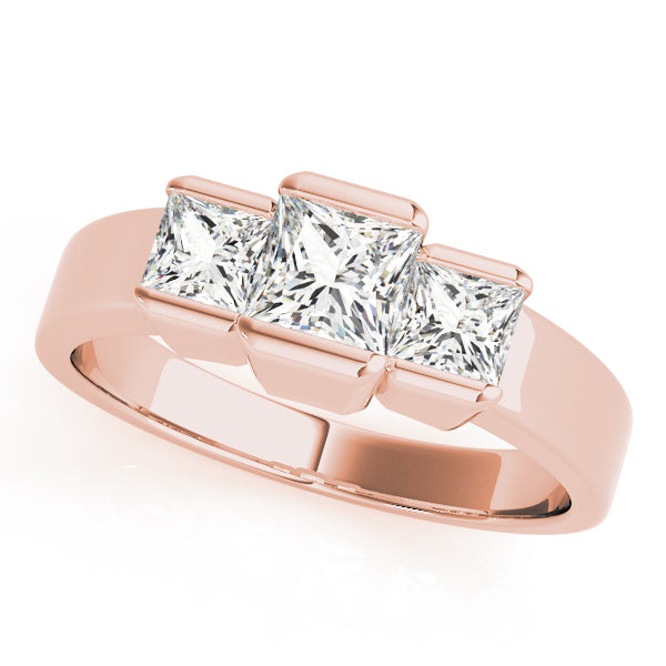 14K Rose Gold Square Diamond Engagement Ring