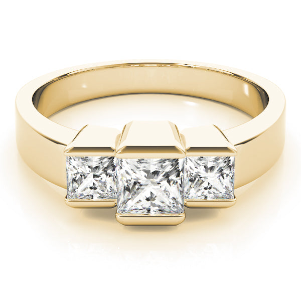 14K Yellow Gold Square Diamond Engagement Ring