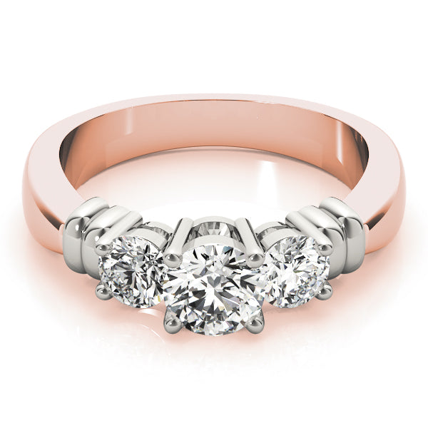 18K Rose Gold 1 ct Diamond Three-Stone Engagement Ring