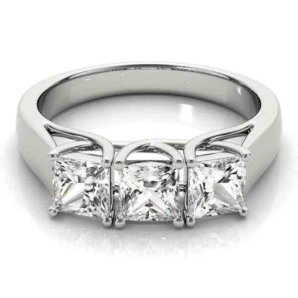 Princess Diamond Three Stone Engagement Ring