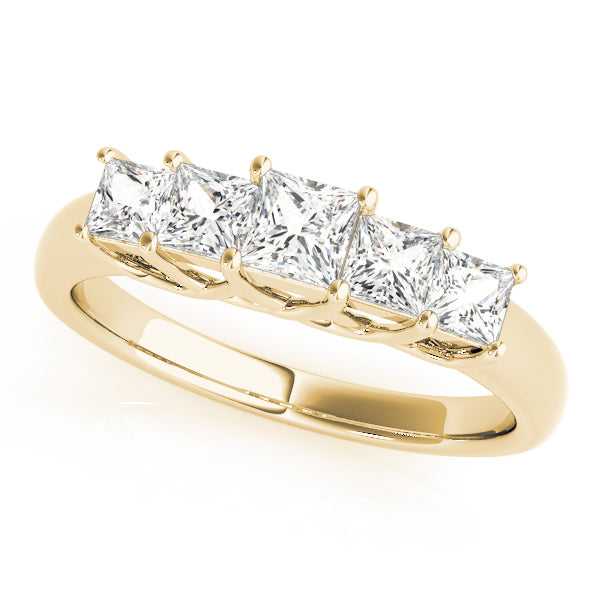 14K Yellow Gold Square Diamond Wedding Band