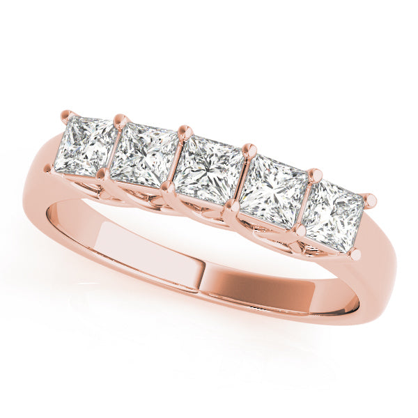 18K Rose Gold Square Diamond Wedding Ring