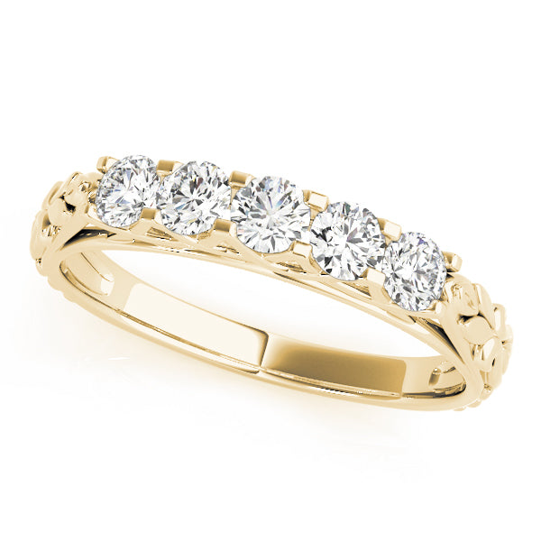 14K Yellow Gold Round Diamond Wedding Ring