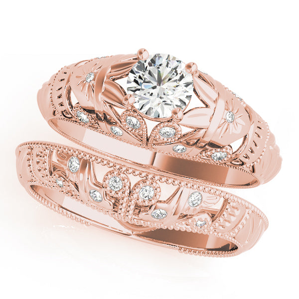 14K Rose Gold Vintage Diamond Engagement Ring