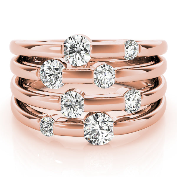 14K Rose Gold Round Diamond Fashion Ring