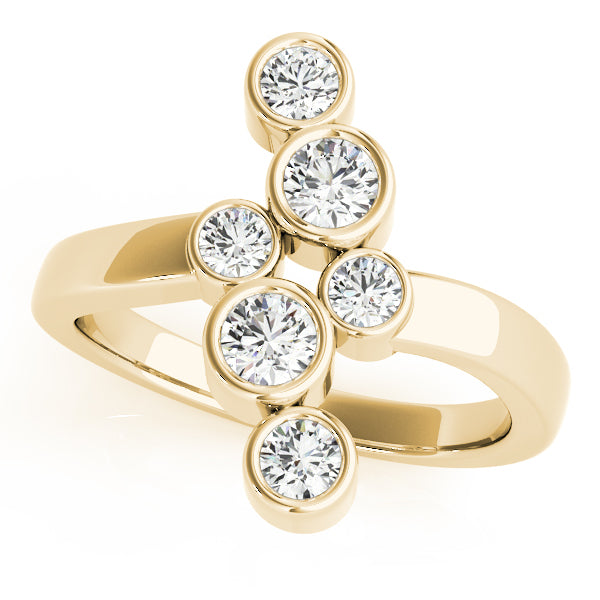 14K Yellow Gold Round Diamond Right Hand Ring