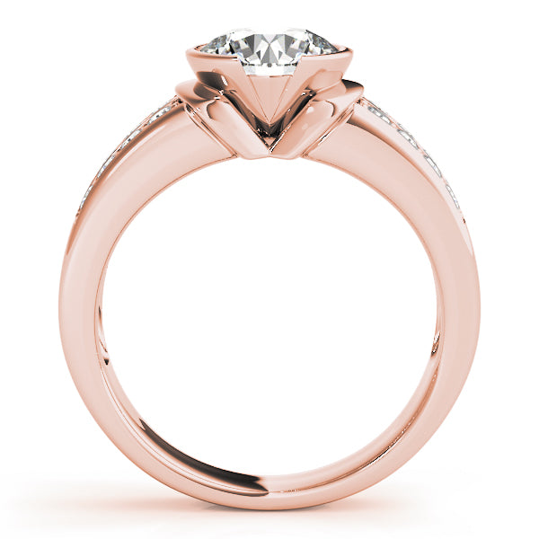 14K Rose Gold Pave Diamond Engagement Ring 1 ctw