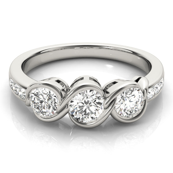 Round Diamond Three Stone Engagement Ring