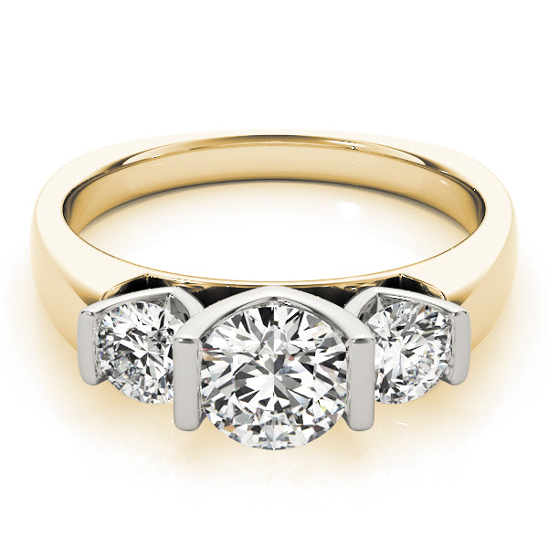 14K Yellow Gold 1.25ctw Round Diamond Three-Stone Ring