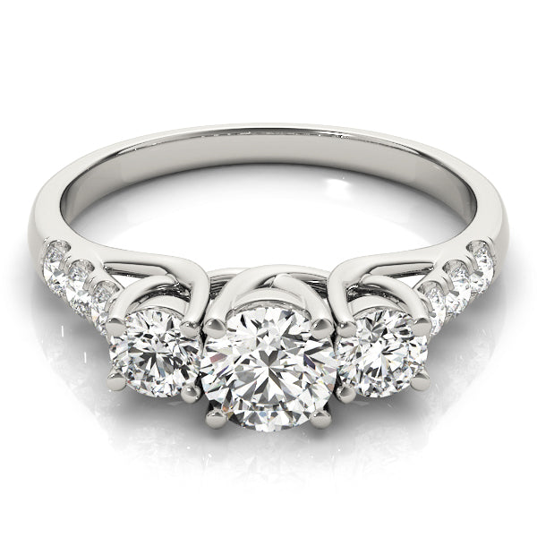 Round Diamond Three Stone Engagement Ring
