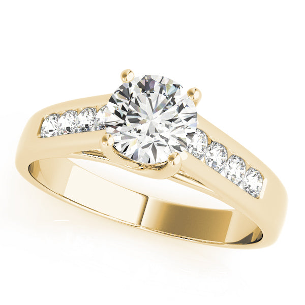 14K Yellow Gold Round Diamond Trellis Engagement Ring