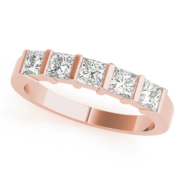 14K Rose Gold Square Diamond Wedding Ring