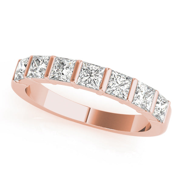 18K Rose Gold Square Diamond Wedding Ring
